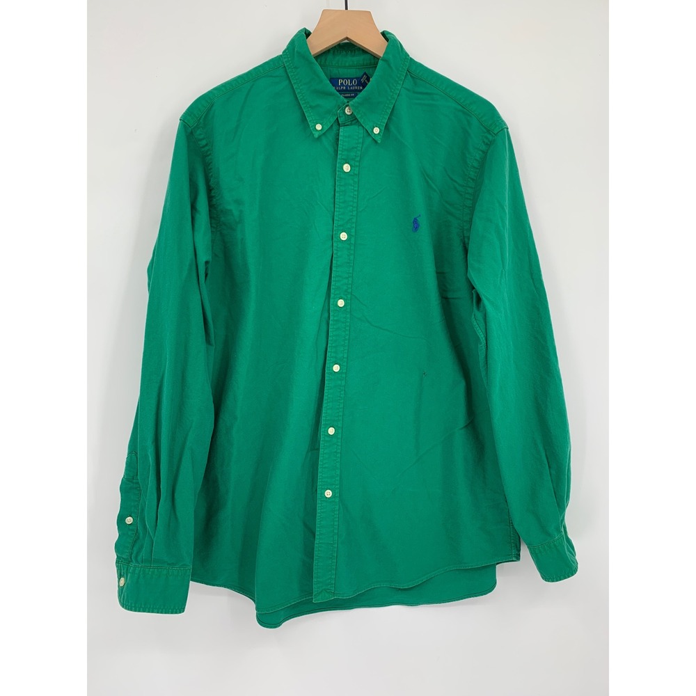 Polo Ralph Lauren Shirt Men XL Green Button Down Classic Fit Long Sleeve Oxford